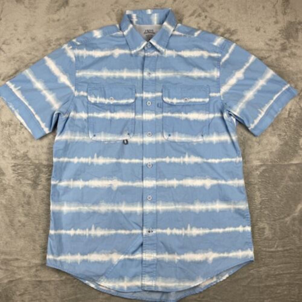 Izod Saltwater Mens Medium Relaxed Classics Button Down Vented Fishing Shirt EUC